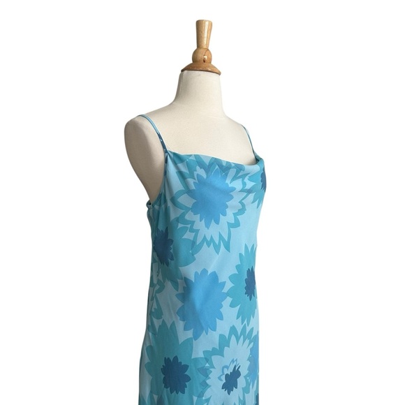 Express Vintage Y2K Chiffon Blue Floral Slip Dress Fairycore Asymmetrical Hem 8 - Picture 4 of 13